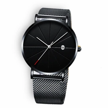 

CTPOR Waterproof Men's Watch Date Men Watches Simple Style No Logo Stainless Steel Clock Calendar Man Black Wristwatch a WATCH