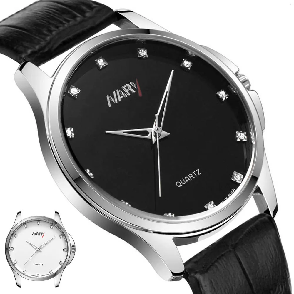 

Rhinestone Men Business Sport Leather Waterproof Quartz Wrist Watcher kek kol saati saat erkekler17Nov03