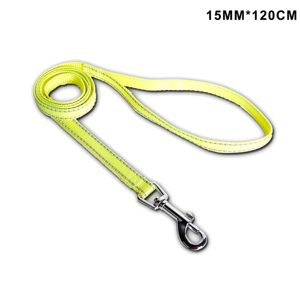 Classic Solid Color Dog Leash Puppy Dogs Reflective Nylon Leash Outdoor Walking Running SLC88 - Цвет: Yellow