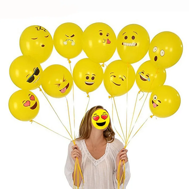10pcs 12inch Smile Kiss Emoji Latex Balloons Kid 1st Birthday
