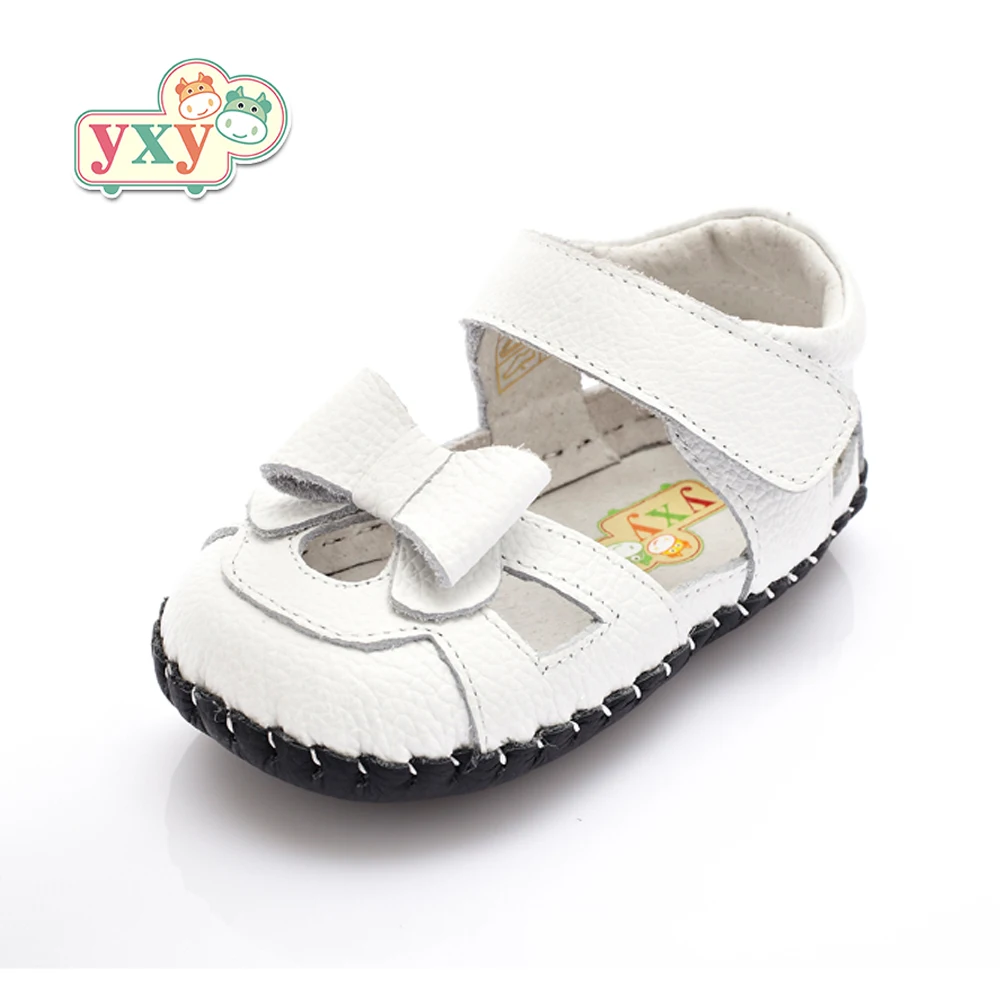 

YXY 2019 summer genuine leather bow baby first walkers girls boys toddler hand-made Newborn soft anti-slip shoes