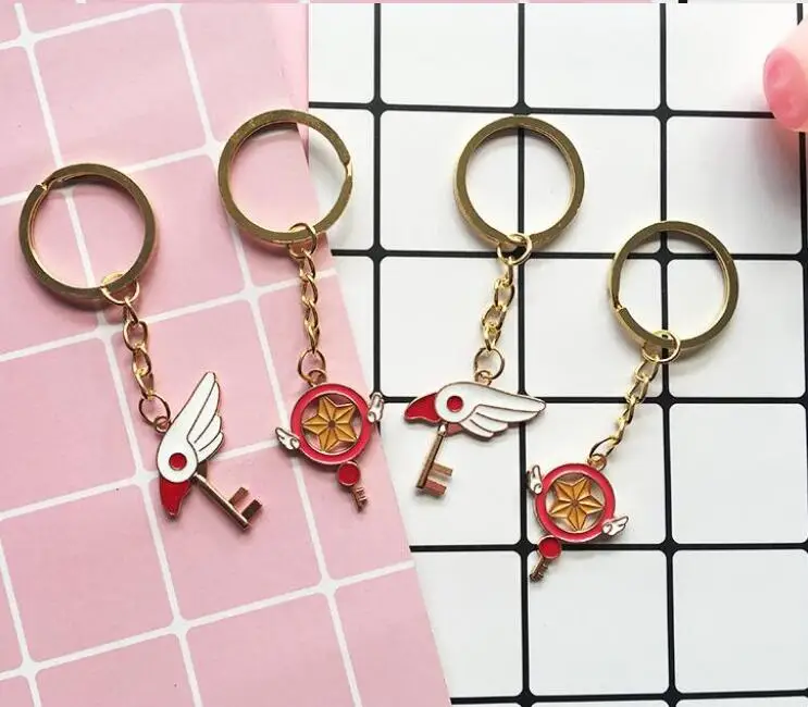 

Card Captor Sakura Kinomoto Sealing Wand Key Chain Ring Cardcaptor Sakura Bird Beak Pendant Keychain Cosplay Anime Jewelry