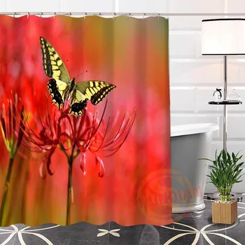 

Best Nice Custom Butterfly flowers Shower Curtain Bath Curtain Waterproof Fabric For Bathroom MORE SIZE WJY#39