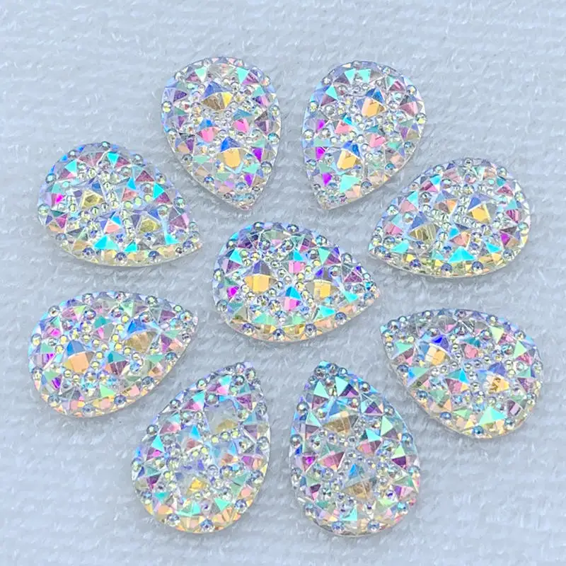 

Shine Drop Shape Teardrop AB Color Non Sew On Rhinestones Flatback Crystal Rhinestones For Garment Decorative Three Sizes-Y02