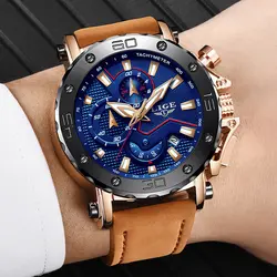 LIGE мужские часы лучший бренд класса люкс бизнес-хронограф кварцевые часы мужские повседневные кожаные водостойкие часы Relogio masculino + коробка