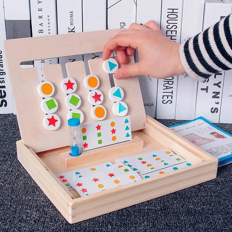 Новинка, деревянные обучающие игрушки для мышления, 4 цвета, подходящая форма, сортировка, Монтессори, логическая головоломка, игрушки