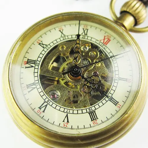 old Good Brass Antique Small Pocket Watch+Leather Chainin Pocket & Fob Watches from Watches on