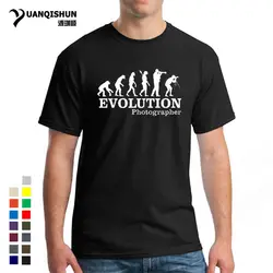 Фотограф Evolution Для мужчин новая коллекция летних футболок, футболки забавные оператор Для мужчин хлопок 16 Цвета футболки с коротким