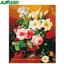 AZQSD DIY Краска по номерам Подсолнух краски Холст Картина Ручная Краска ed масляная краска ing «цветок в вазе» украшение дома SZYH6205