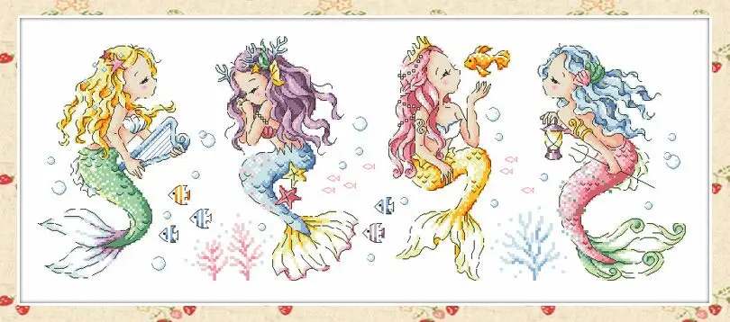 

Gold Collection Lovely Counted Cross Stitch Kit Princess Mermaids Mermaid Fairytale Fairy Tale Fairyland SO