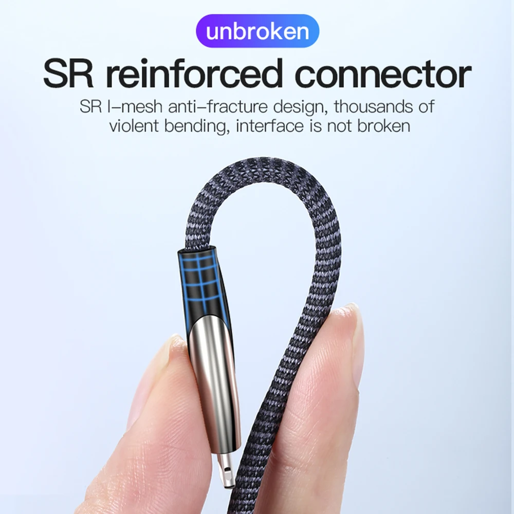Usb кабель TOTU 2.4A светодиодный нейлоновый для iPhone 11 Pro Max XR X Xs 5 5S 6 6s 7 8 Plus шнур быстрой