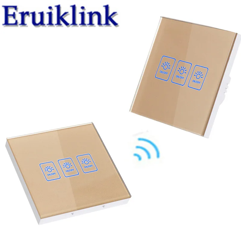 EUUK Standard 123 gang 2 way Remote Control Switch Glass Panel Lamp Switch For RF Smart home Wall Light Touch Switch  (2)