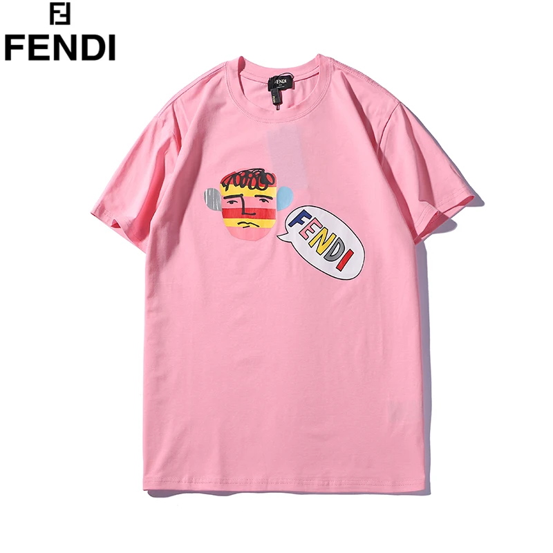 Бренд Fendi лето осень Для мужчин женщин О образным вырезом Футболка оригинальный
