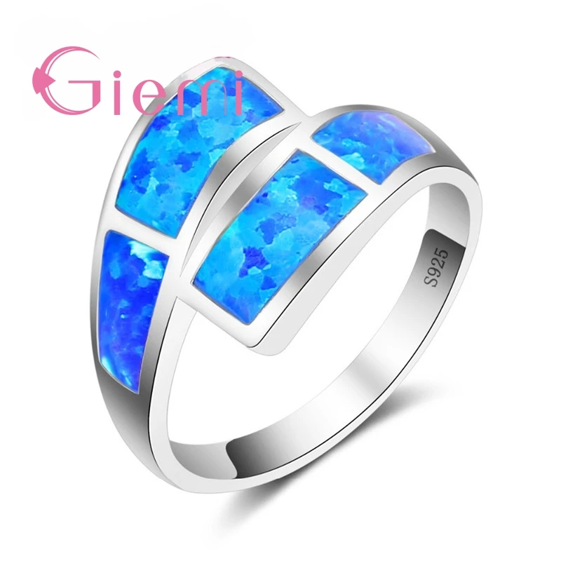 

Winter Sale Fashion Blue Fire Opal Ring 925 Sterling Silver Jewelry Wedding Party Engagement Jewellery For Women Hot Sell