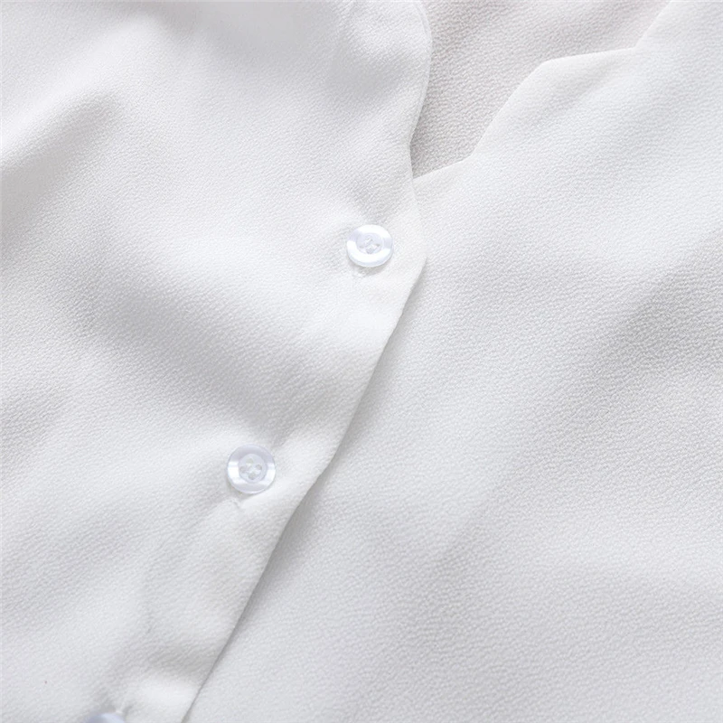Модные новые топы и блузки для женщин с v-образным вырезом на шнуровке шифоновая блузка с коротким рукавом на пуговицах Топы/рубашки/блузки