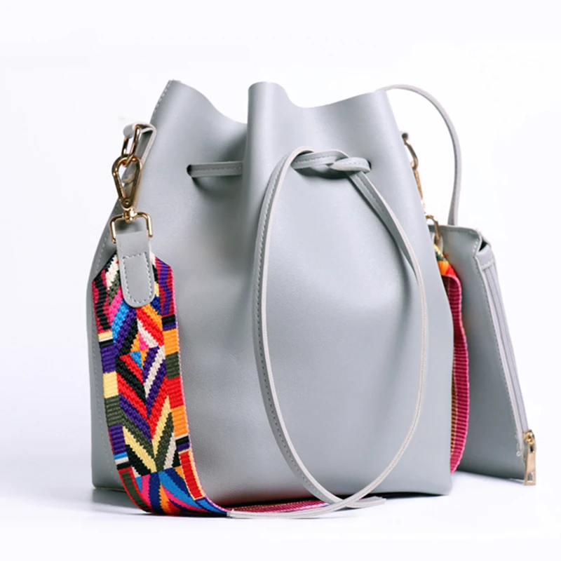  DAUNAVIA Women bag with Colorful Strap Bucket Bag Women PU Leather Shoulder Bags Brand Designer Lad - 32766604959