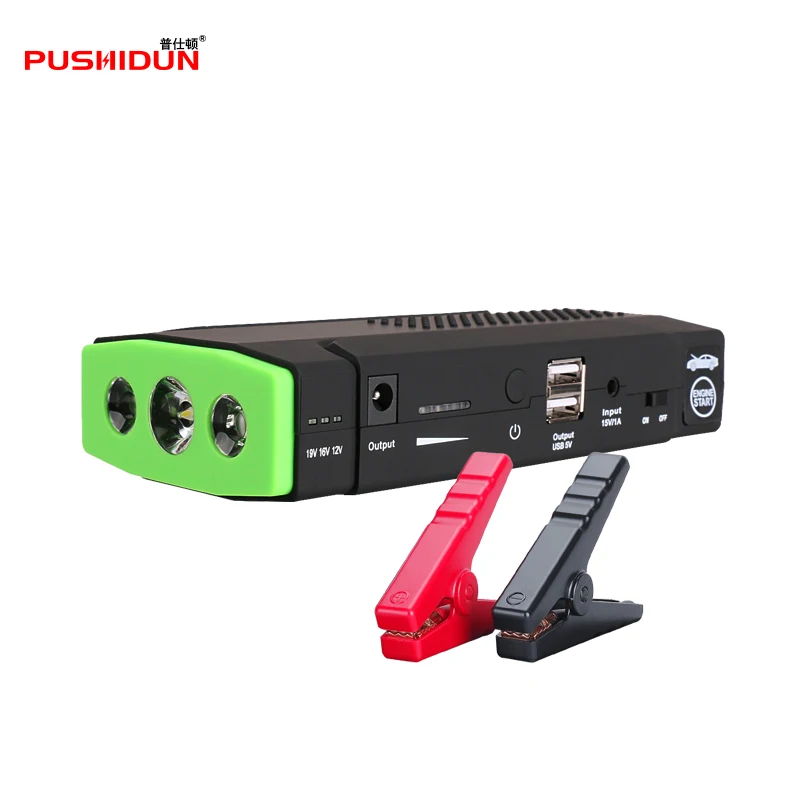 PUSHIDUN Multi Function Mini Portable Emergency Battery Charger Car Jump Starter 12000mAh Booster Power Bank Starting