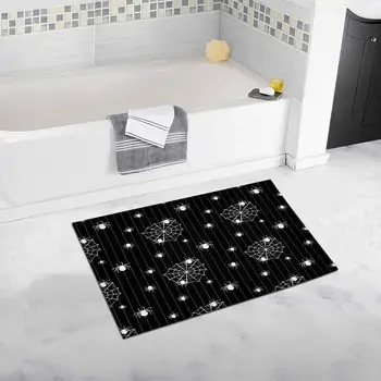 

Halloween Background with Spiders and Web Plush Bathroom Decor Rug Mat with Non Slip Rubber Backing 32 L X 20 W Inches