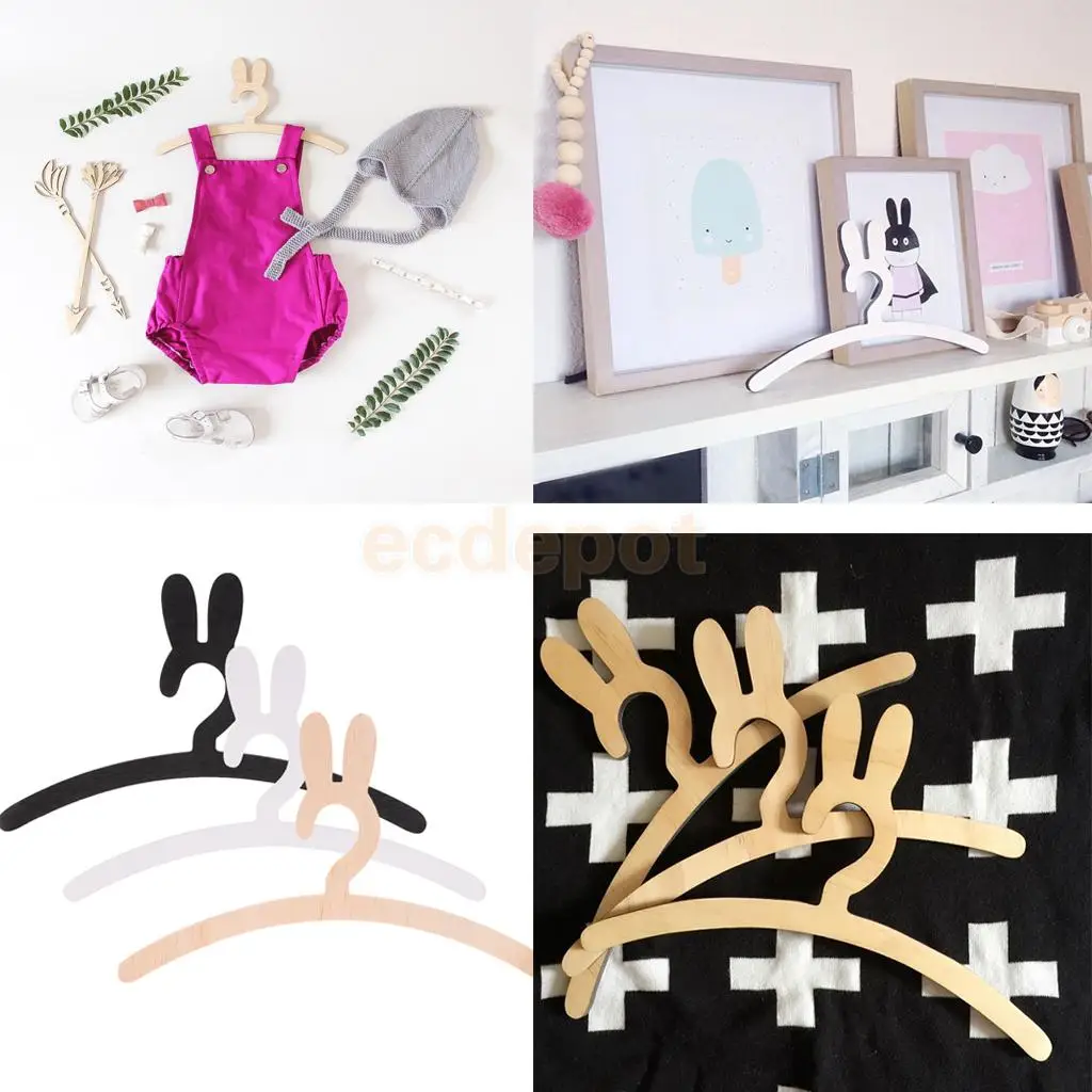

Lovely Rabbits Baby Kids Wood Bunny Clothes Hanger Home Room Decoration