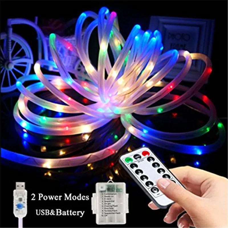 

ARILUX 5M/10M Battery USB Powered 8Modes LED Rope Fairy String Light With Remote for Valentine's Day Holiday Lighting Lamps