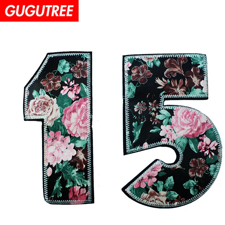 

GUGUTREE embroidery big 15 patches letter patches badges applique patches for clothing XC-451