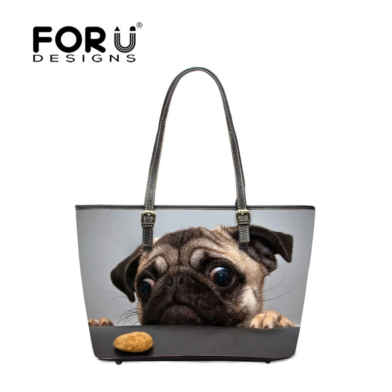 

FORUDESIGNS Dog Printing Shoulder Hand Bags for Women,Animal PU Leather Handbag Large Female Ladies Tote Beach Bag Summer
