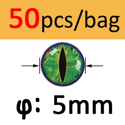 Wifreo 50 шт. Реалистичная 3D 4D рыба приманка для рыбалки с глазками глаза стримеры Baitfish мухоловка материалы Поппер DIY глаза Размер 3 мм~ 12 мм - Цвет: Green  5mm 50pcs