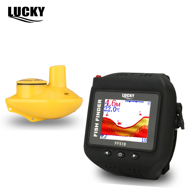 Lucky FF518 Watch Type Sonar 180Feet(60M) Range Portable Echo Wireless Fish Finder Wrist Watch Waterproof Built-in Battery #B5