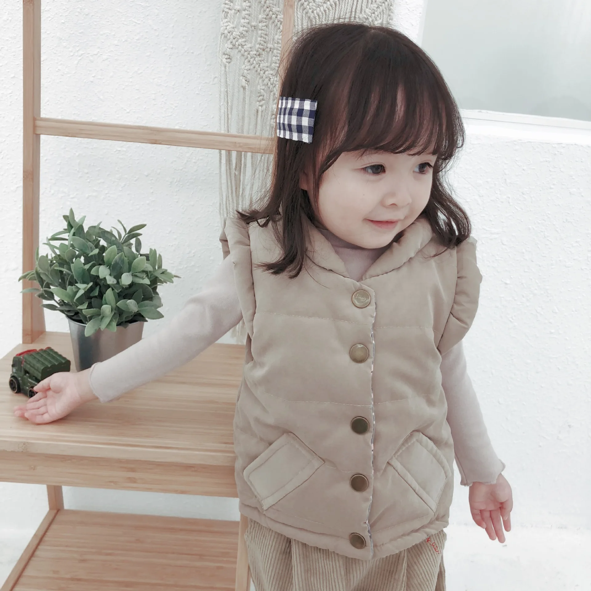2018 Autumn Winter Baby Girls Vest Coat Babywear Warm Cotton Padded