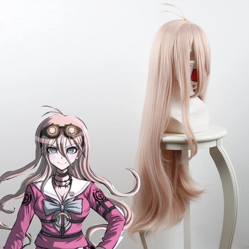 Danganronpa V3: Killing Harmony Iruma Miu Косплей Костюм длинные прямые светло розовые