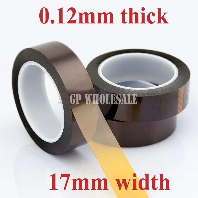 

1x 17mm*33M*(0.12mm thick) Polyimide Film Tape, Hot Temperature Apply Adhesive Strip for Phone PCB Switch Masking