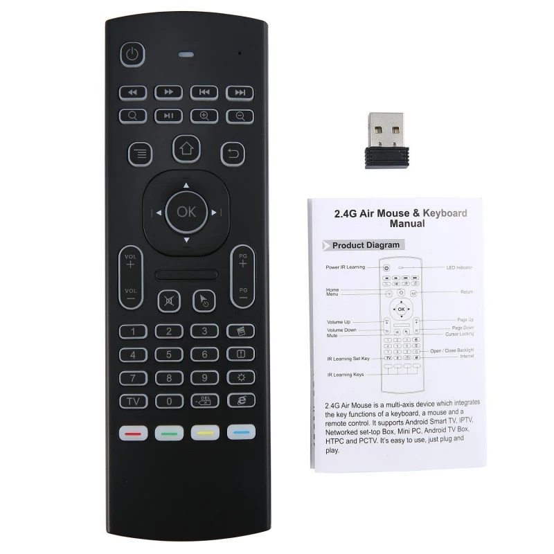 MX3 voice  Backlit  Air Mouse T3 Google Smart Remote Control IR 2.4G RF Wireless Keyboard For Android  Linux Mac OS Gyro remote 