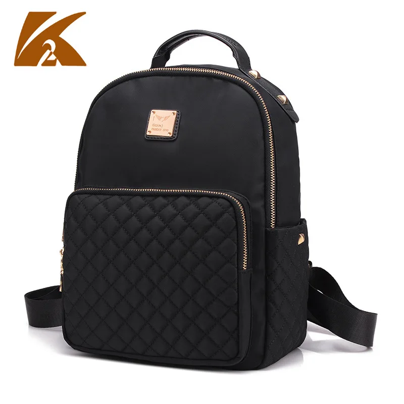 KVKY Women Waterproof Nylon Women Backpack Fashion Black Shoulder Back