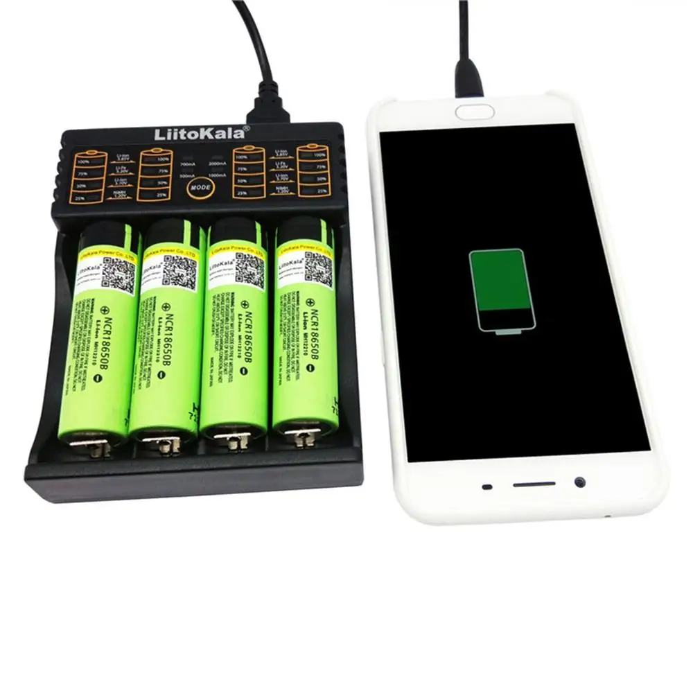 

Liitokala Lii-402 18650 Charger 26650 16340 14500 4 Slots NiMH li-ion Battery Smart Universal Battery Charger 5V 2A Input
