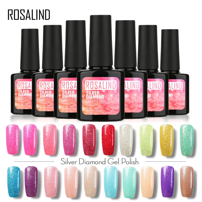 

ROSALIND Diamond Nail Gel Polish 10ML Glitter Manicure Varnishes for Nail Art Design Professional Semi-permanent UV Gel Polish