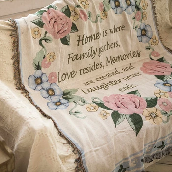 

Double sides multi-function cotton blanket,retro durable wearable comforter, American style sofa cover cloth blanket