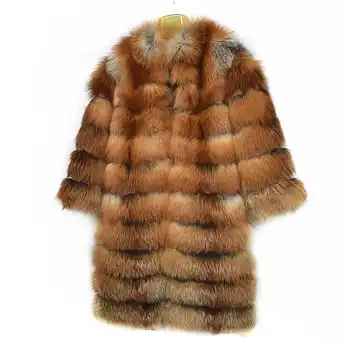 2019 new ladies natural fire fox fur coat winter warm fashion European and American street style