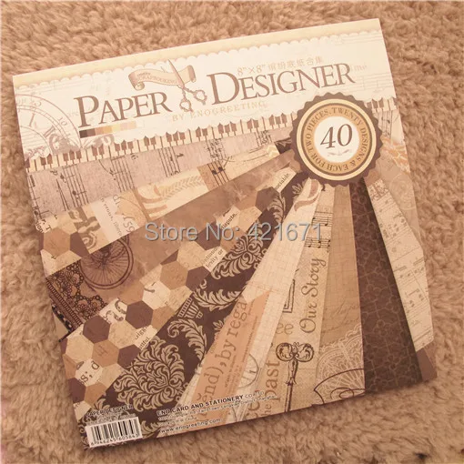 

40sheets/set 12inch Vintage old time Decorative Gift Wrapping Book kit Scrapbook Paper DIY card making origami home deco Craft