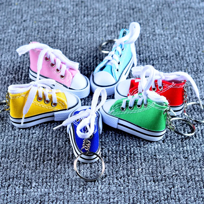 100pcs/Lot Mini Hi Top Canvas Sneaker Tennis Shoes keychains Sport
