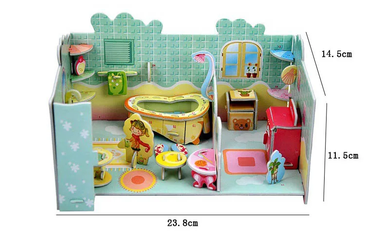 Kid 3D DIY Puzzle Jigsaw Furnishing Assembling Puzzle Stickers Scrapbooking Baby Toy Kid Early Learning Gift Brinquedo Educativo
