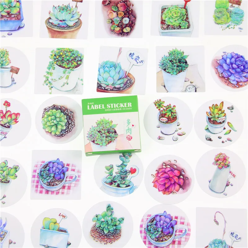 

40 Pcs/lot Succulent Mini Lable Sticker Set Decoration Diy Diary Memo Pad Scrapbooking Sealing Sticker Kawaii Stationery