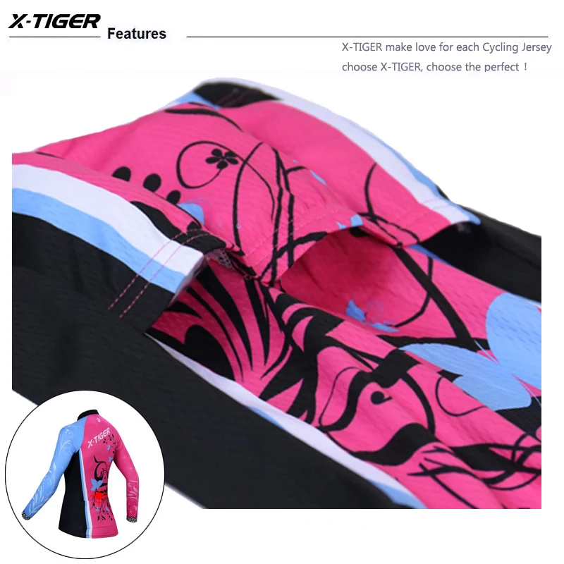 X-Tiger Women Winter Pro Cycling Jersey Fleece Thermal Cycling Bike Wear Keep Warm MTB Bicycle Clothing Ropa De Ciclismo
