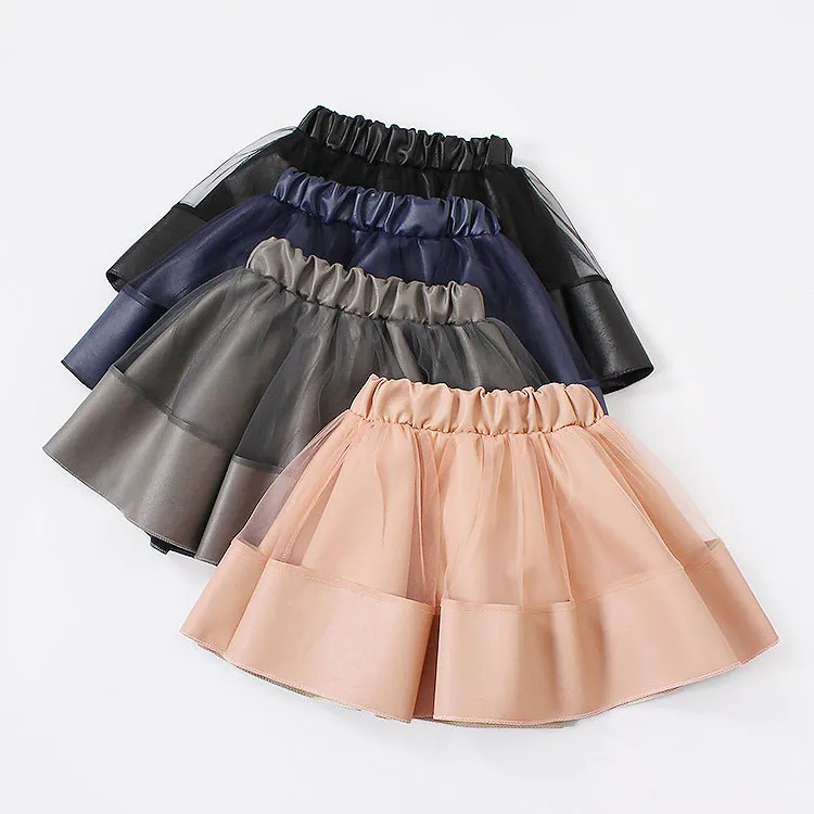 Fanfiluca/юбки для девочек Новинка года; сетчатая юбка из искусственной кожи в стиле пэчворк для маленьких девочек осенняя одежда розовая юбка-пачка для девочек 8 лет