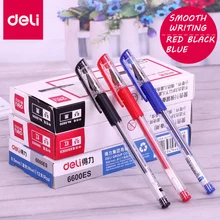 Гелевые, Дели ручки 12 шт 0,5 мм офисные принадлежности канцелярские гелевые ручки для студентов пишущие черные красные синие высокое качество Заправка для гелевой ручки