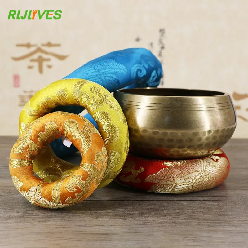 

Yoga Tibetan Singing Bowl Mat Himalayan Hand Hammered Chakra Meditation Religion Belief Buddhist supplies Home Decoration