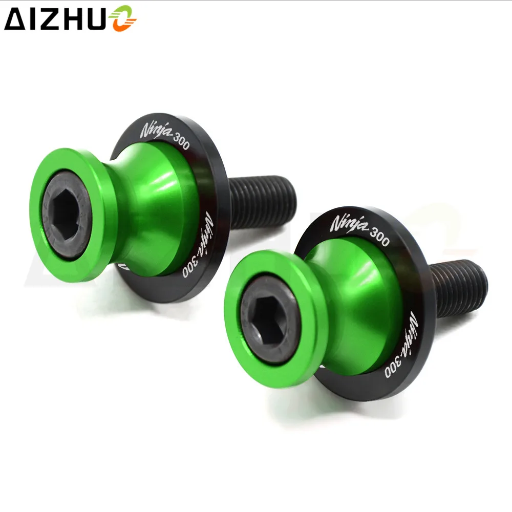 10mm For Kawasaki Ninja 300 Ninja300 Motorcycle Swingarm Slider Spools With Ninja 300 Motor Accessories CNC Aluminum Stand Screw