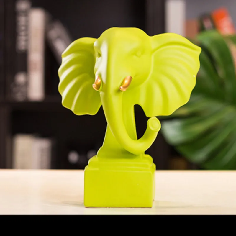  European Style Simulation Elephone Head Resin Statue Decoration Creative Living Room Bedroom Orname - 33004627665