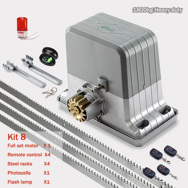 kit 8 1800KGS автоматические раздвижные ворота оператора AC220V/110 V мотор как доводчик двери ворота двигателя(датчик, кнопка, лампа, опционально - Цвет: kit 8