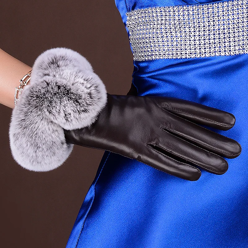 2018 New Genuine Leather Women Gloves Touch Screen Cape Glove Winter