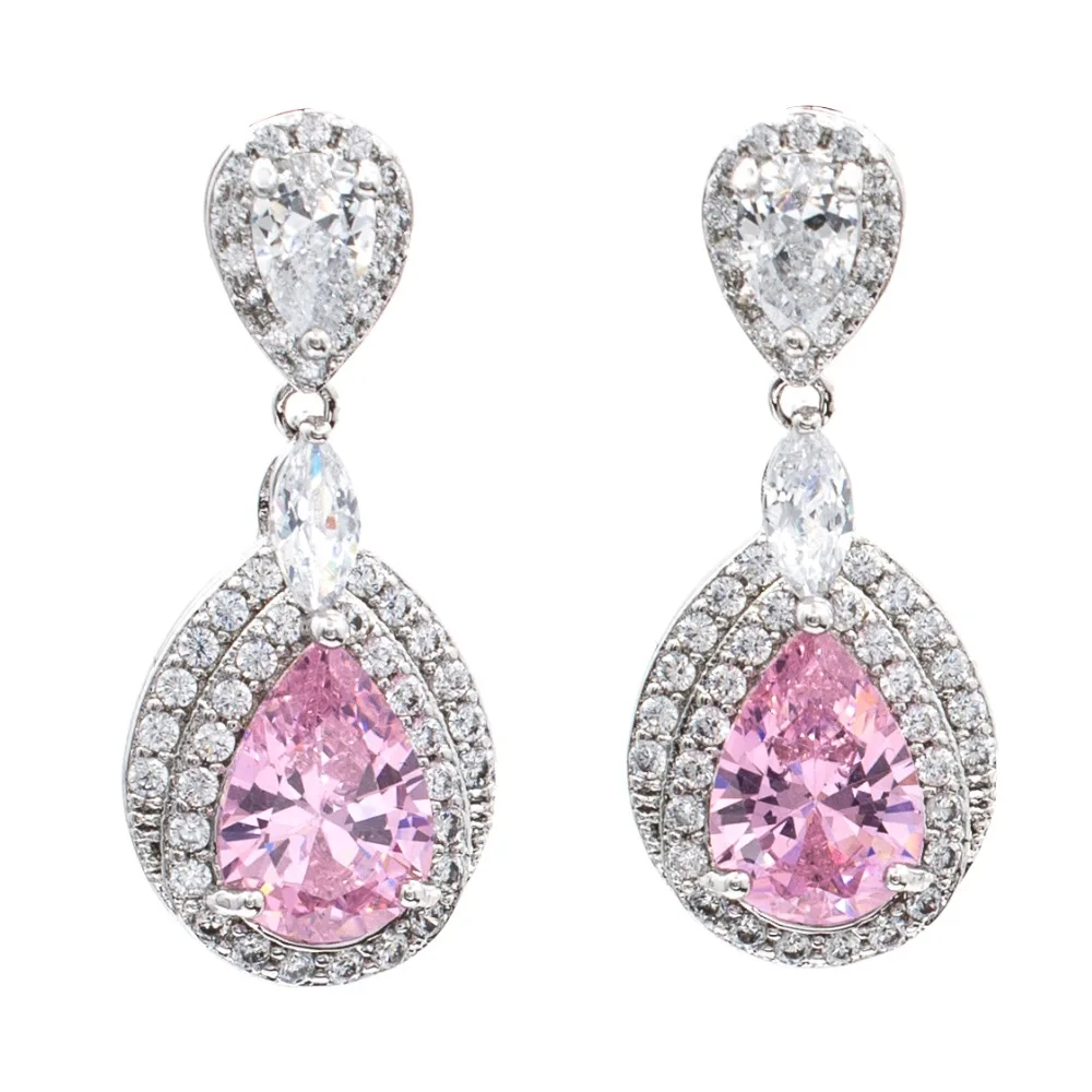 Серьги подвески женские с фианитом GT8063|cubic zirconia teardrop earrings|womens dangle earringsearrings bridal |